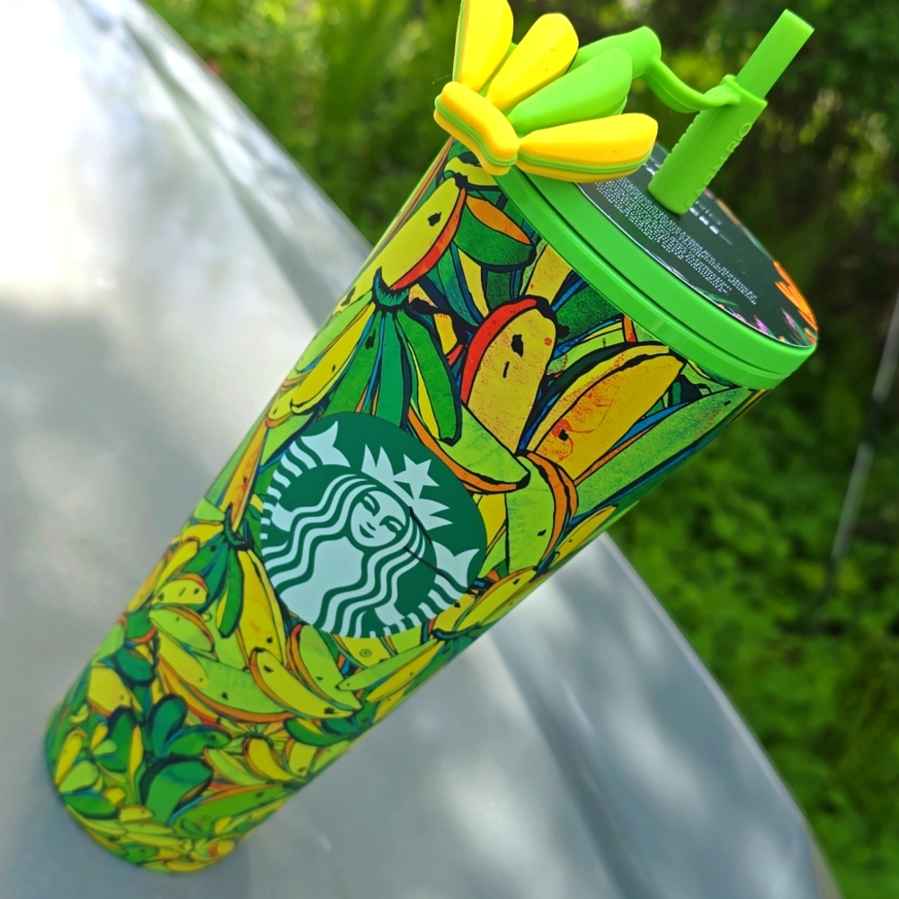 🍌Starbucks x FARM RIO Venti Banana Cold Cup Tumbler Straw FruitTopper NWT 2025